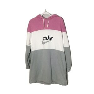 Nike‎ Sweatshirt Hoodie Dress Size Small Petite Colorblock Pink Gray White New